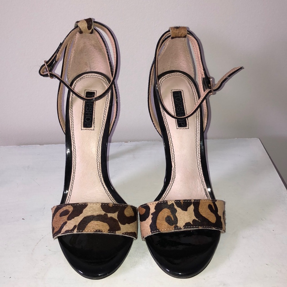 **TOPSHOP ** strappy leopard heels